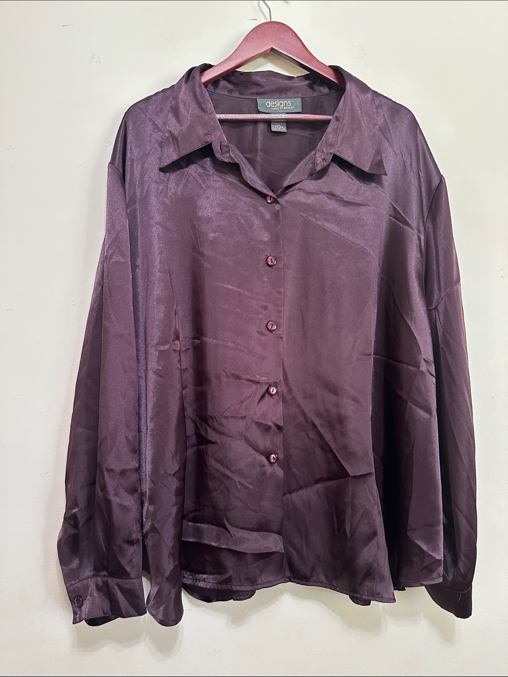 Lane Bryant Shimmery Plum Button-Front Top